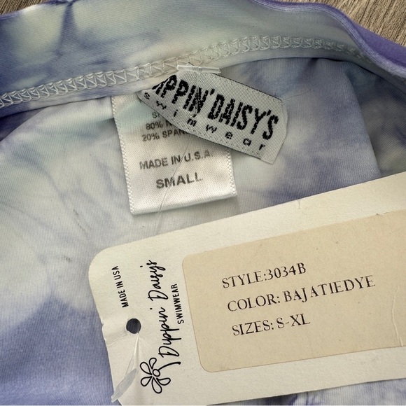Dippin’ Daisy’s Tie Dye High Leg/Waist Swim Bikini Brief Bottom Purple White S - Picture 3 of 3